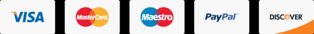 Visa, Mastercard, Maestro, PayPal, Discover